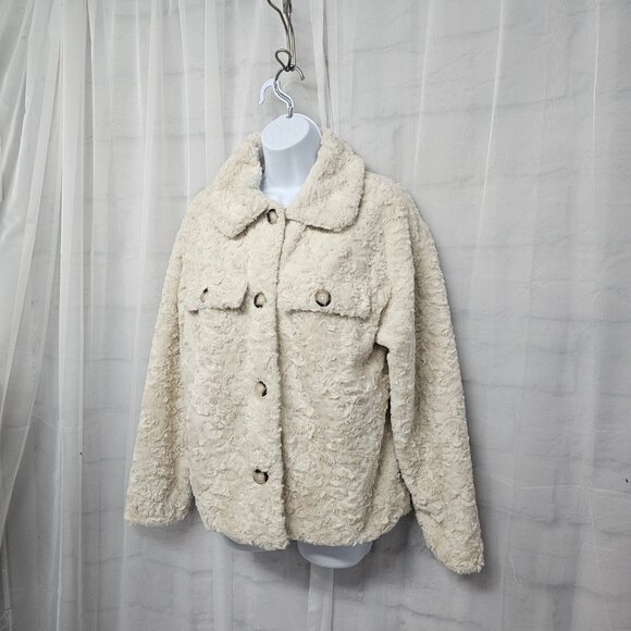 Ci Sono Cream Faux Fur Jacket Bohemian Comfy Cozy Cabin M - Picture 6 of 11